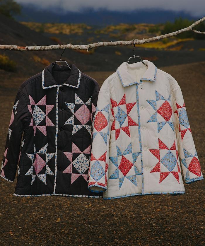 印度星星圖案夾棉絎縫外套