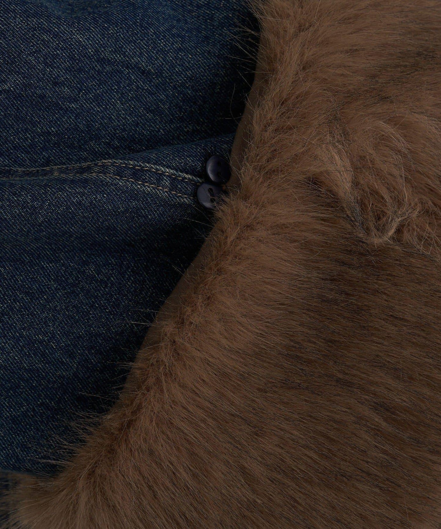 可拆卸毛絨拼接牛仔喇叭褲