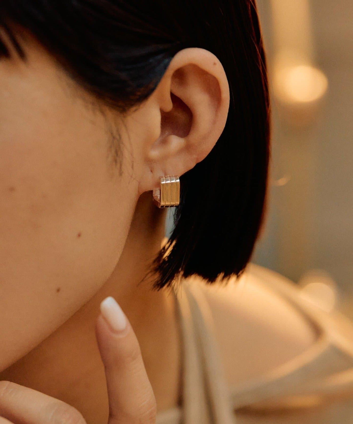 《インフルエンサーuchida企畫/スターリングシルバー》方形圈耳環