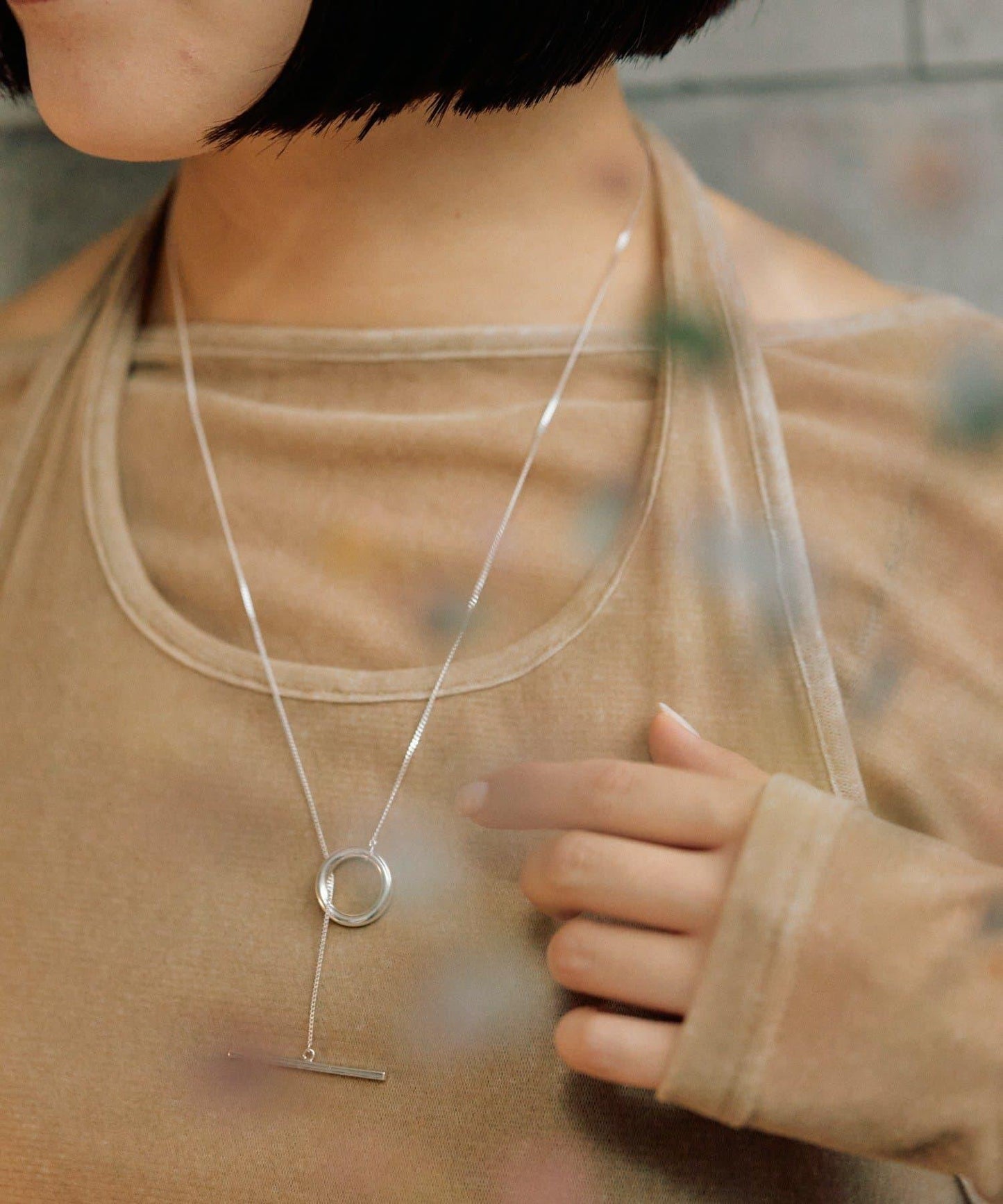 《インフルエンサーuchida企畫/スターリングシルバー》T字扣長款項鍊