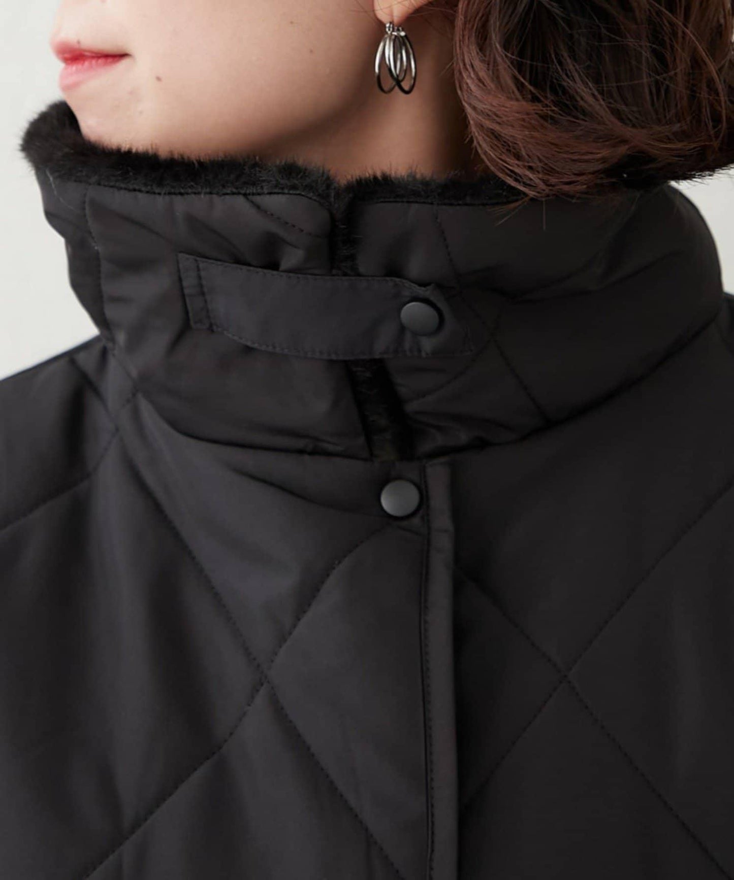 毛絨領拼接棉服