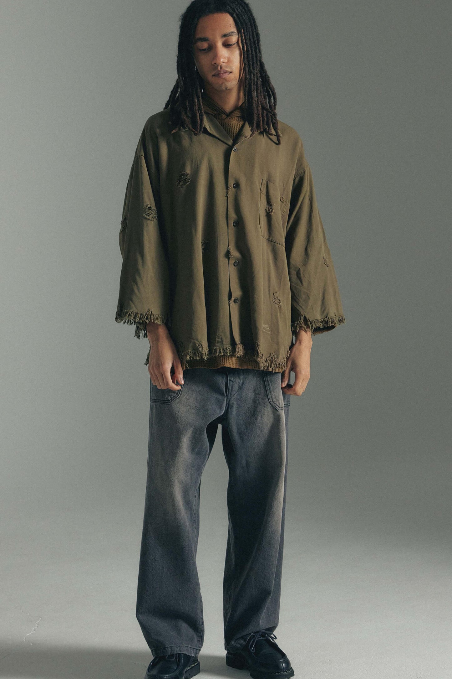 ARMY TWILL 破損做舊軟斜紋襯衫