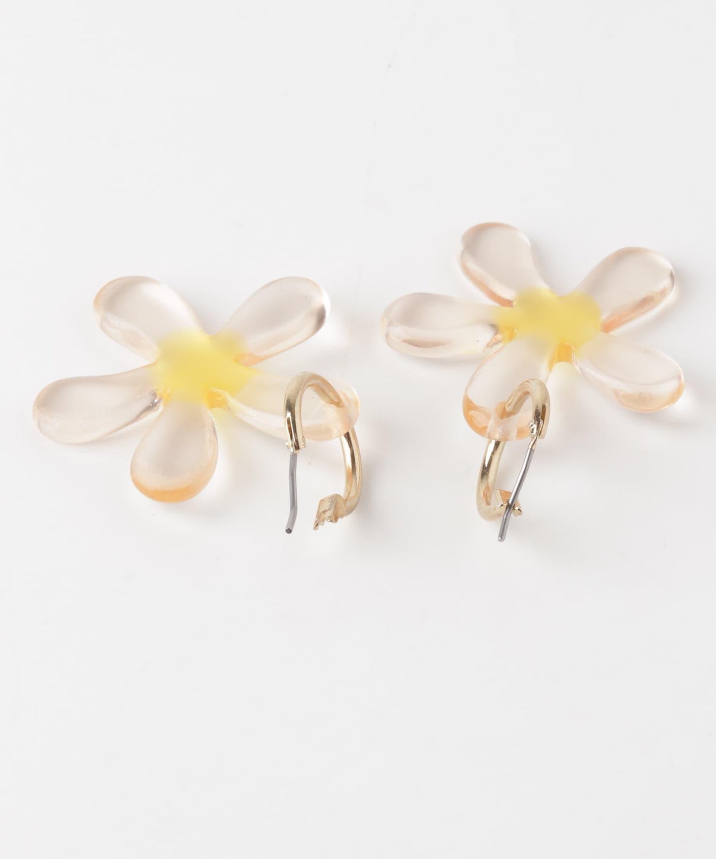 透明花朵金屬圓環耳環