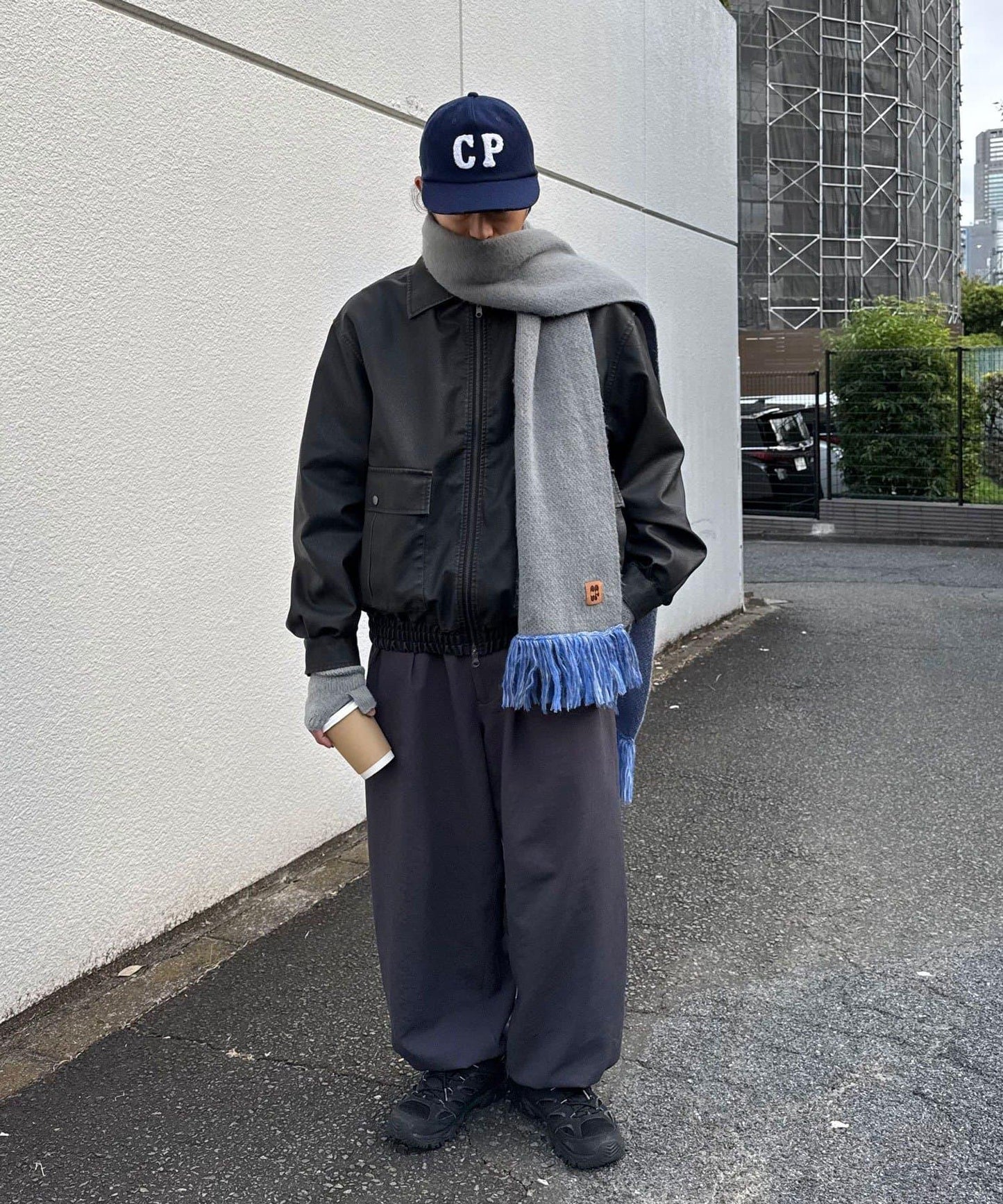 混色圖案流蘇圍巾