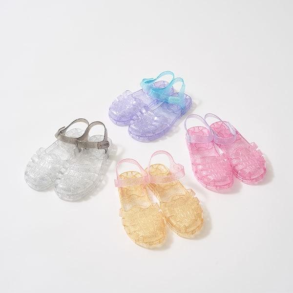 透明亮片拼色橡膠涼鞋