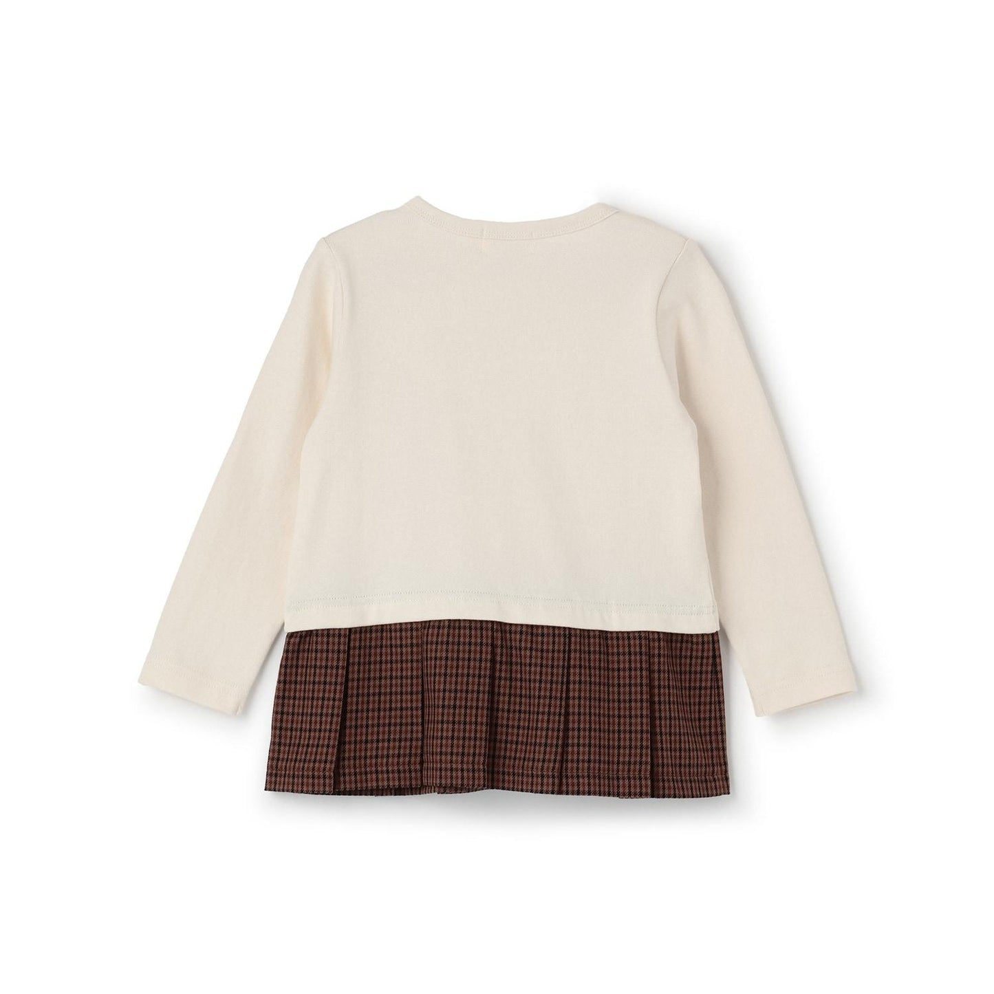 格紋百褶長袖長款上衣