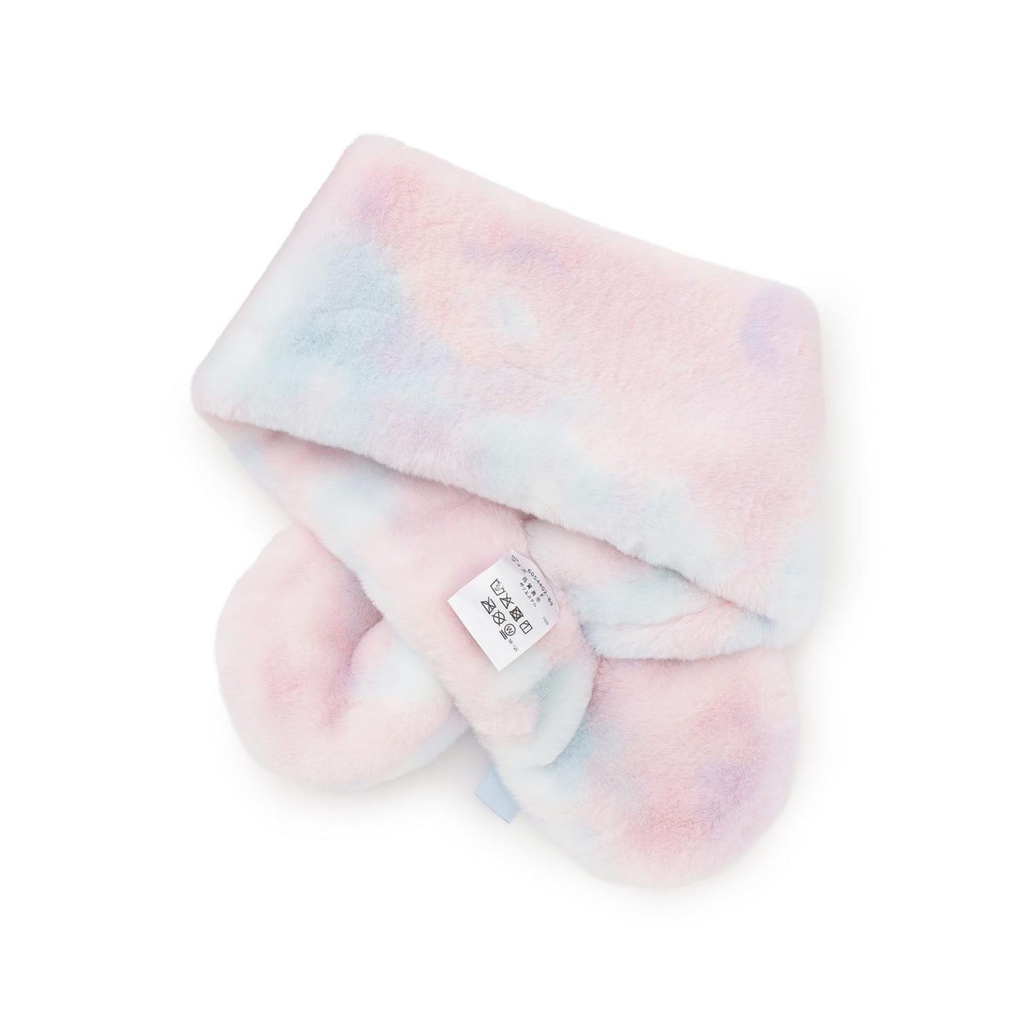 蝴蝶結仿皮草圍巾