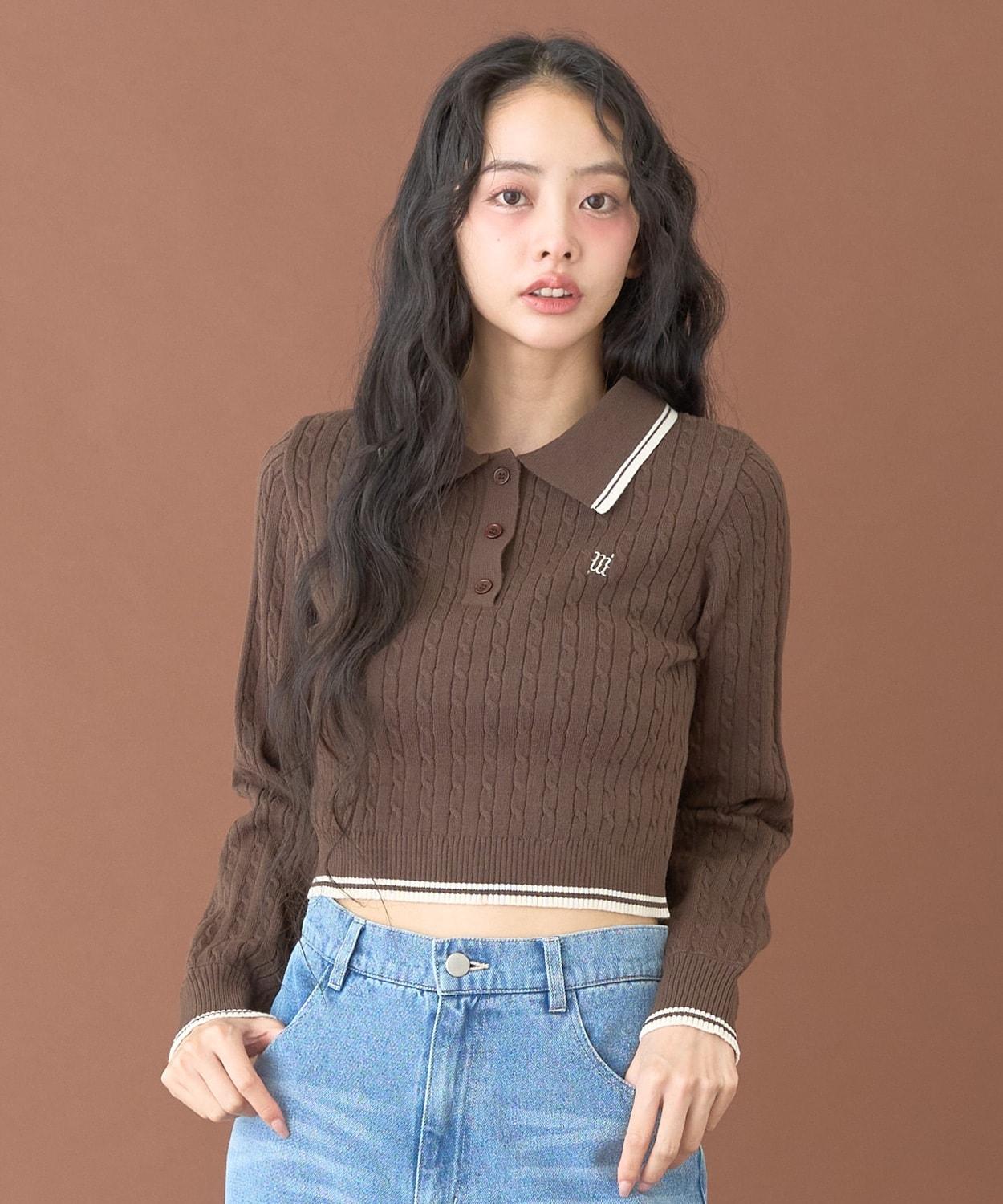 修身款針織POLO衫【韓國時尚】