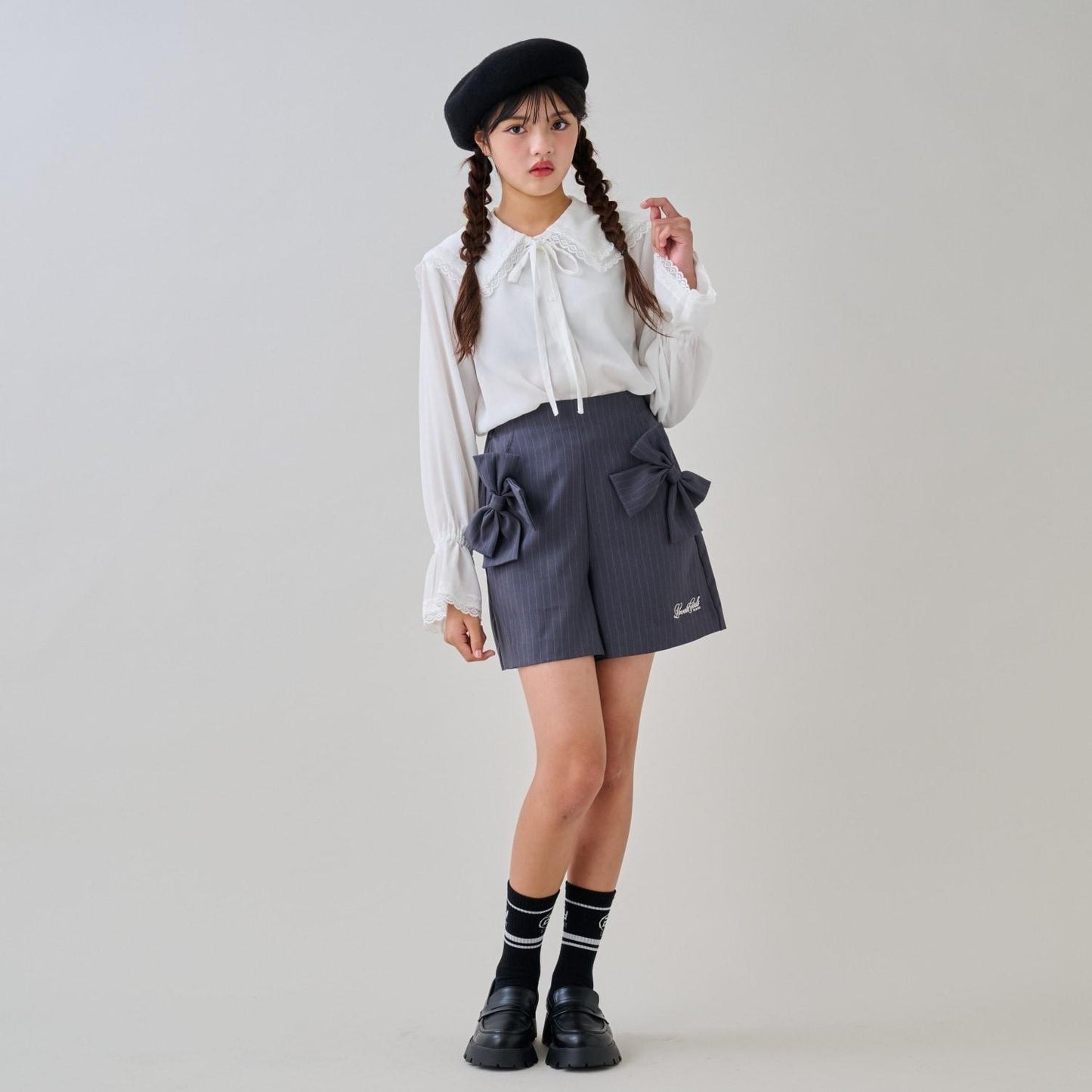 【畢業服】高腰蝴蝶結短褲