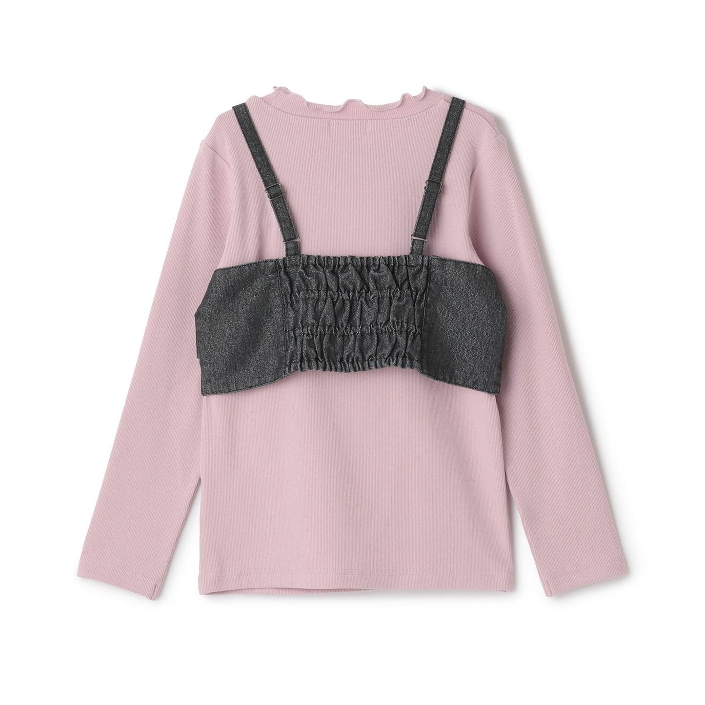 亮片牛仔蝴蝶結吊帶背心&長袖T恤套裝