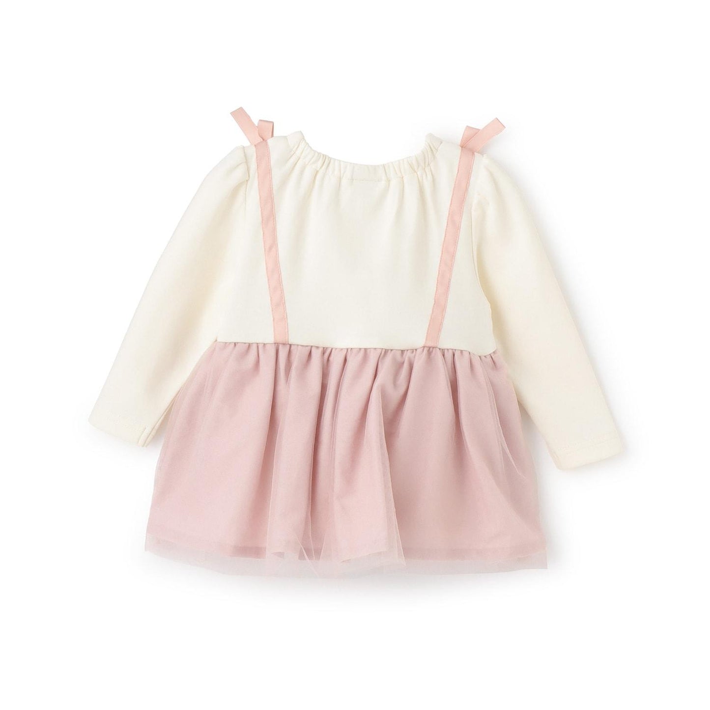 蝴蝶結刺繡網紗拼接長款上衣