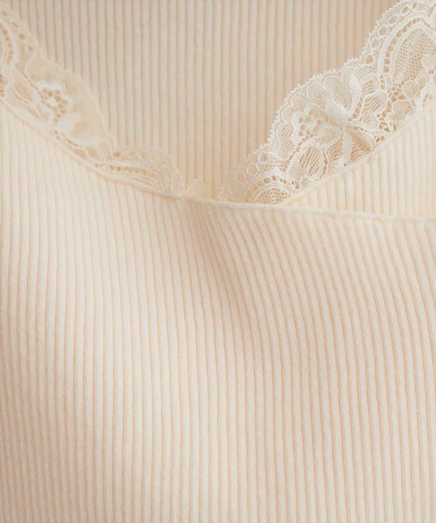 不對稱蕾絲領口羅紋針織套頭衫