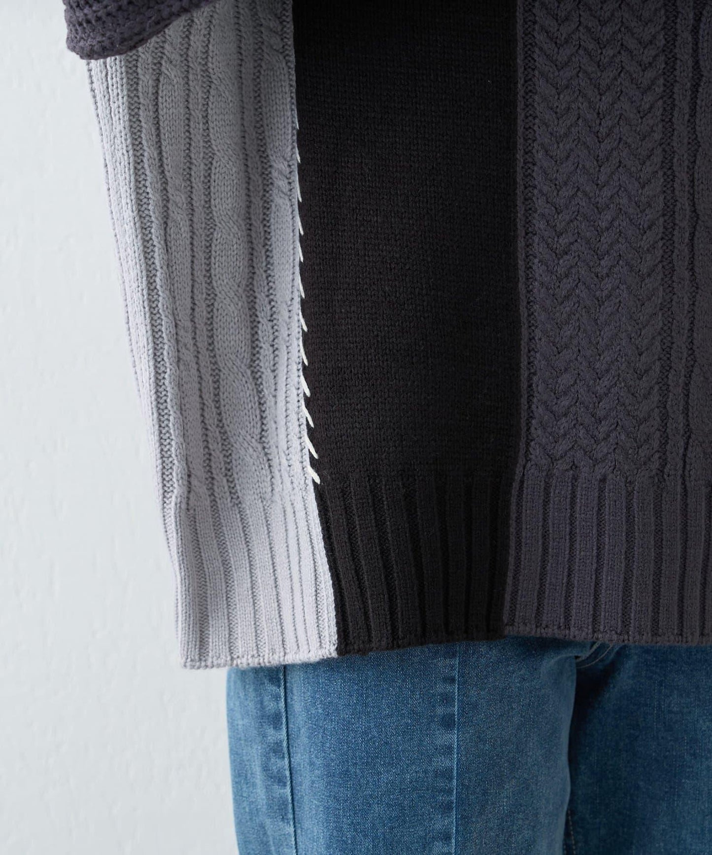 【NAO】拼色手工縫線套頭衫