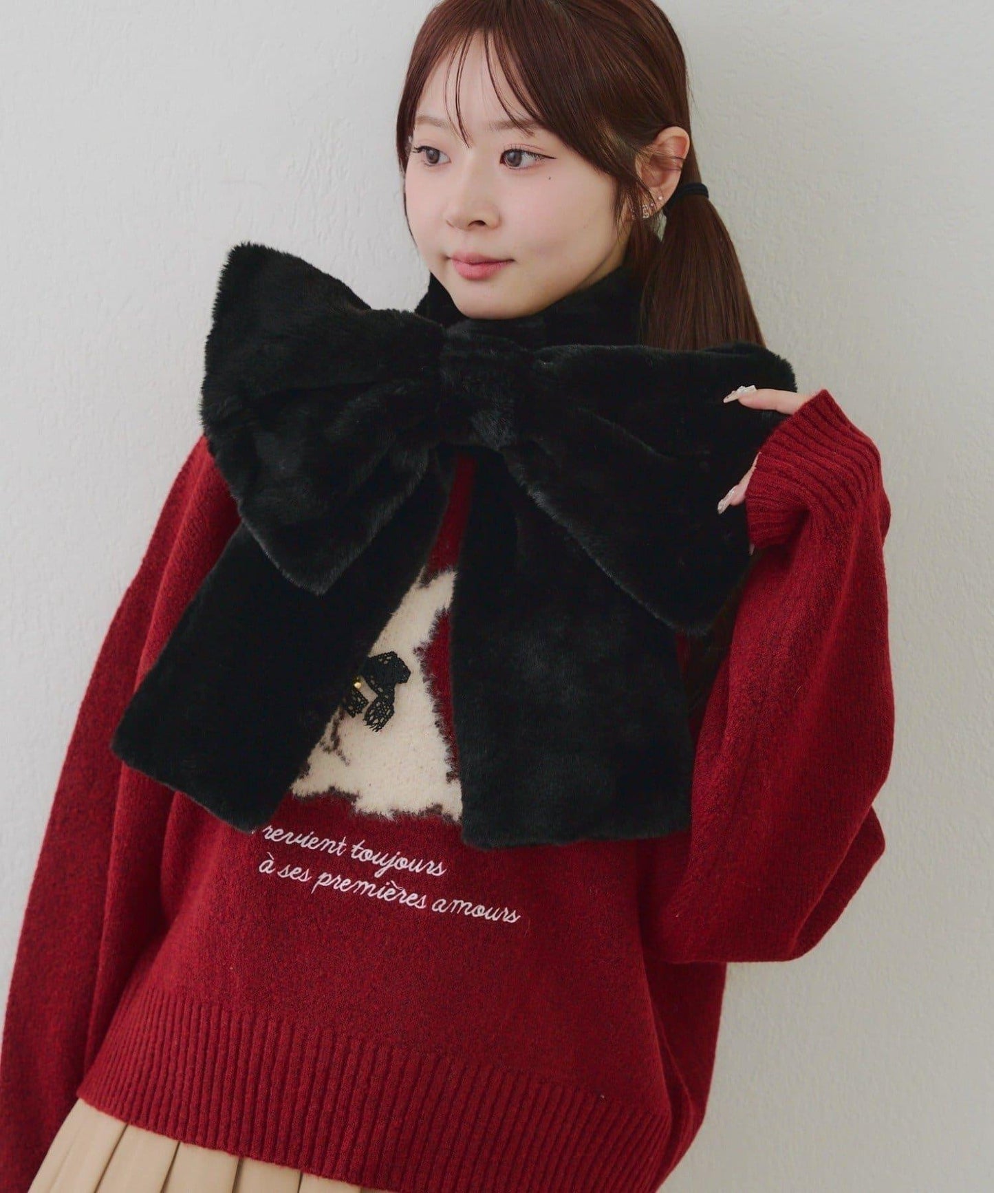 蓬鬆毛絨蝴蝶結亮眼♪【RMAF】大蝴蝶結仿皮草圍脖