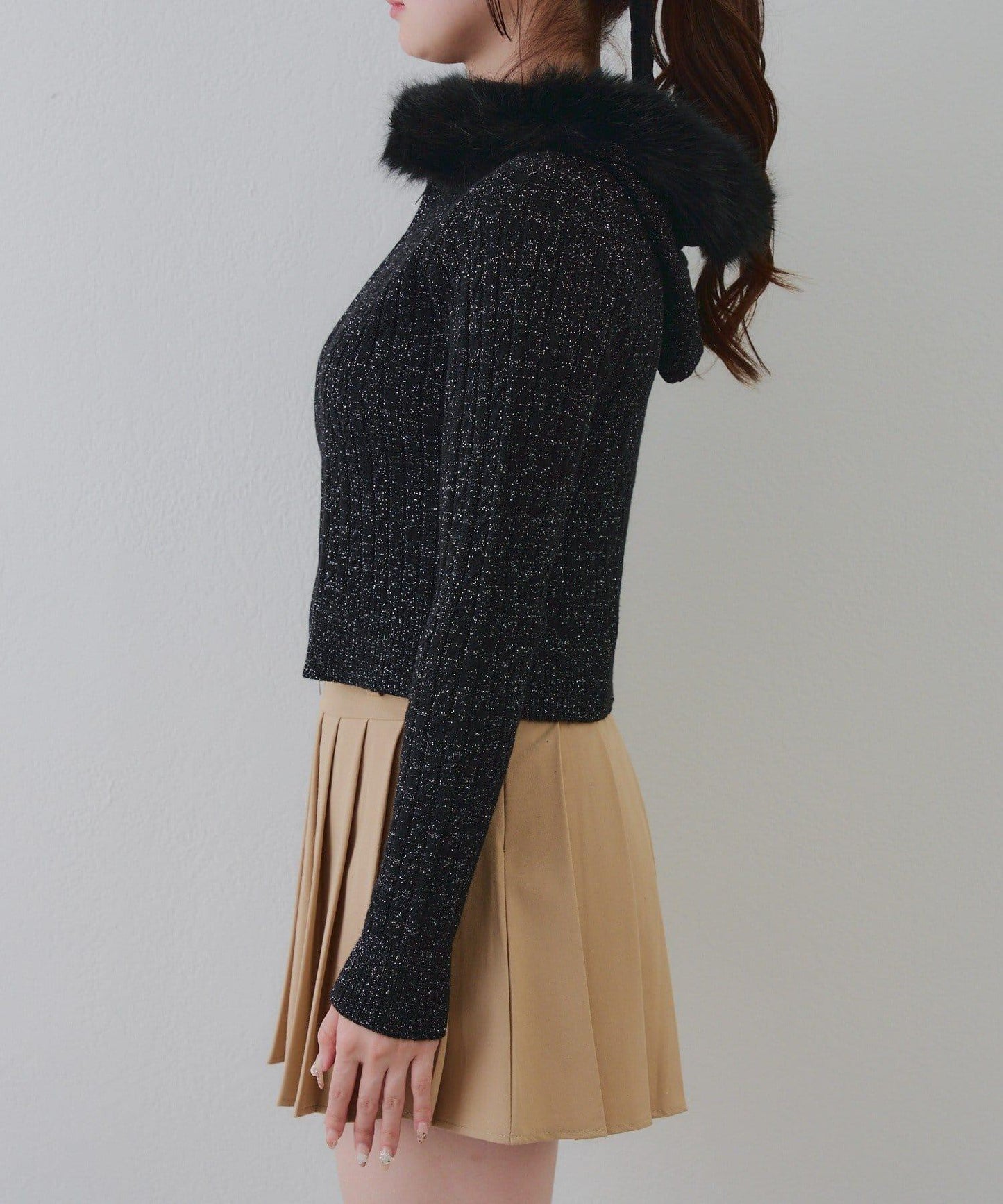 冬季流行單品♪【RMAF】亮片麻花毛絨連帽衫