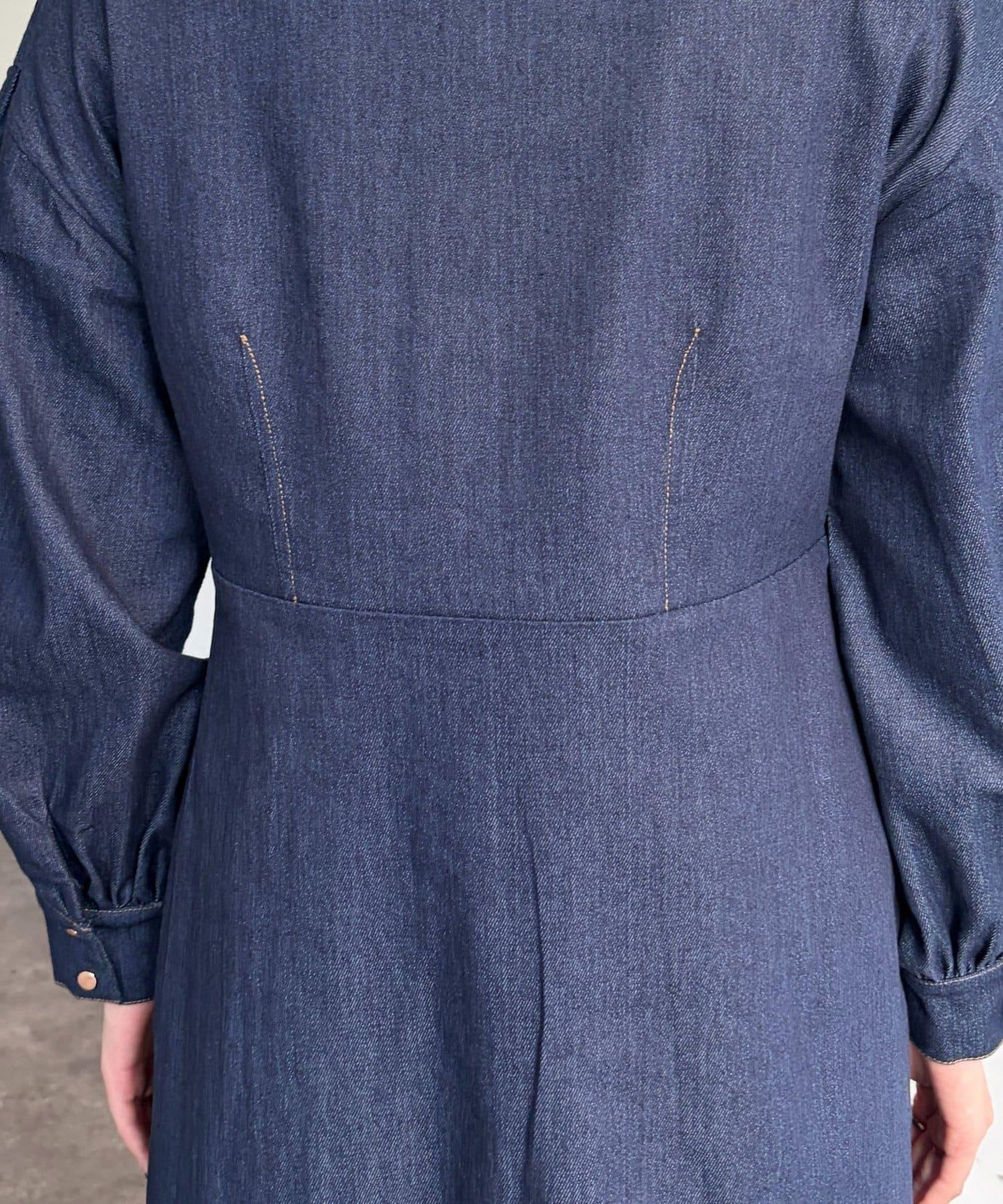 牛仔拼接連衣裙