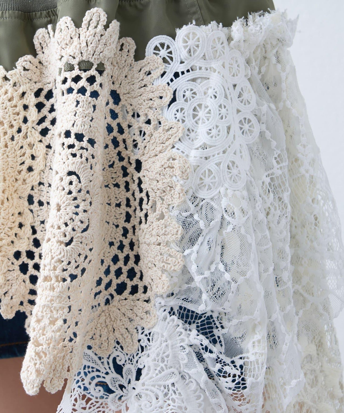 etsinta 2way蕾絲拼接軍事風迷你裙