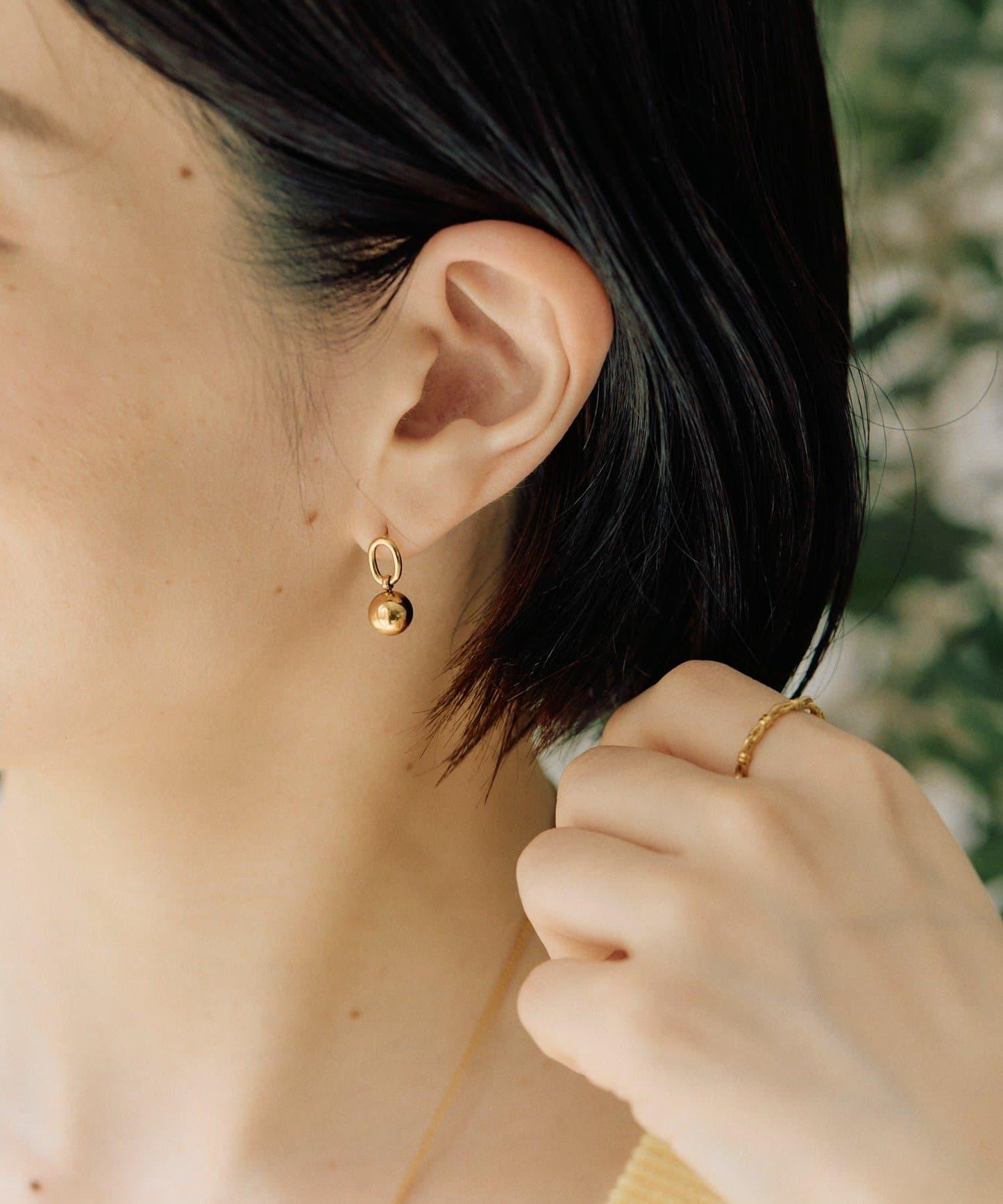 金屬過敏友好 不鏽鋼 圈環×圓珠設計 耳釘