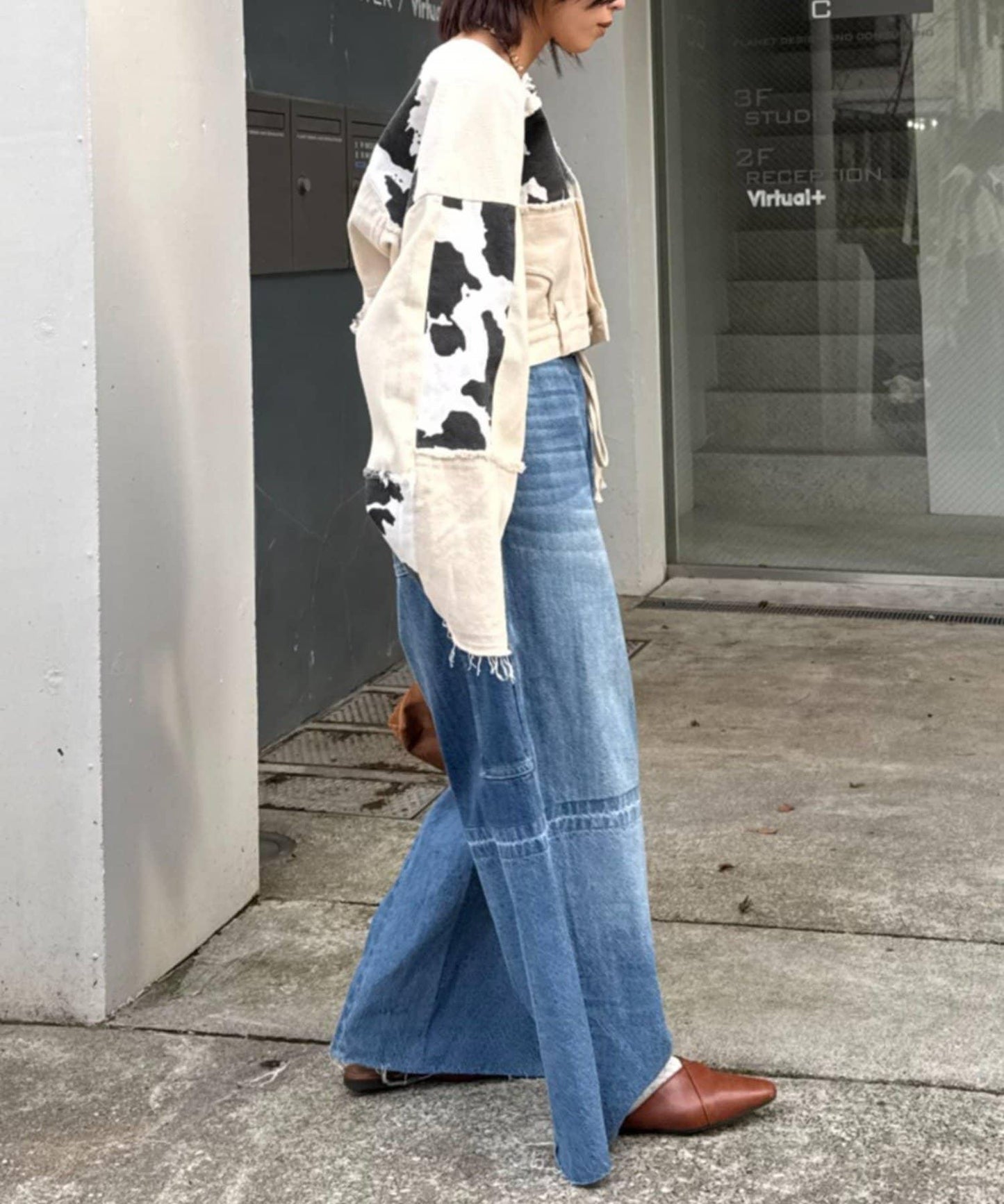 牛仔拼接短款夾克(展示會款)