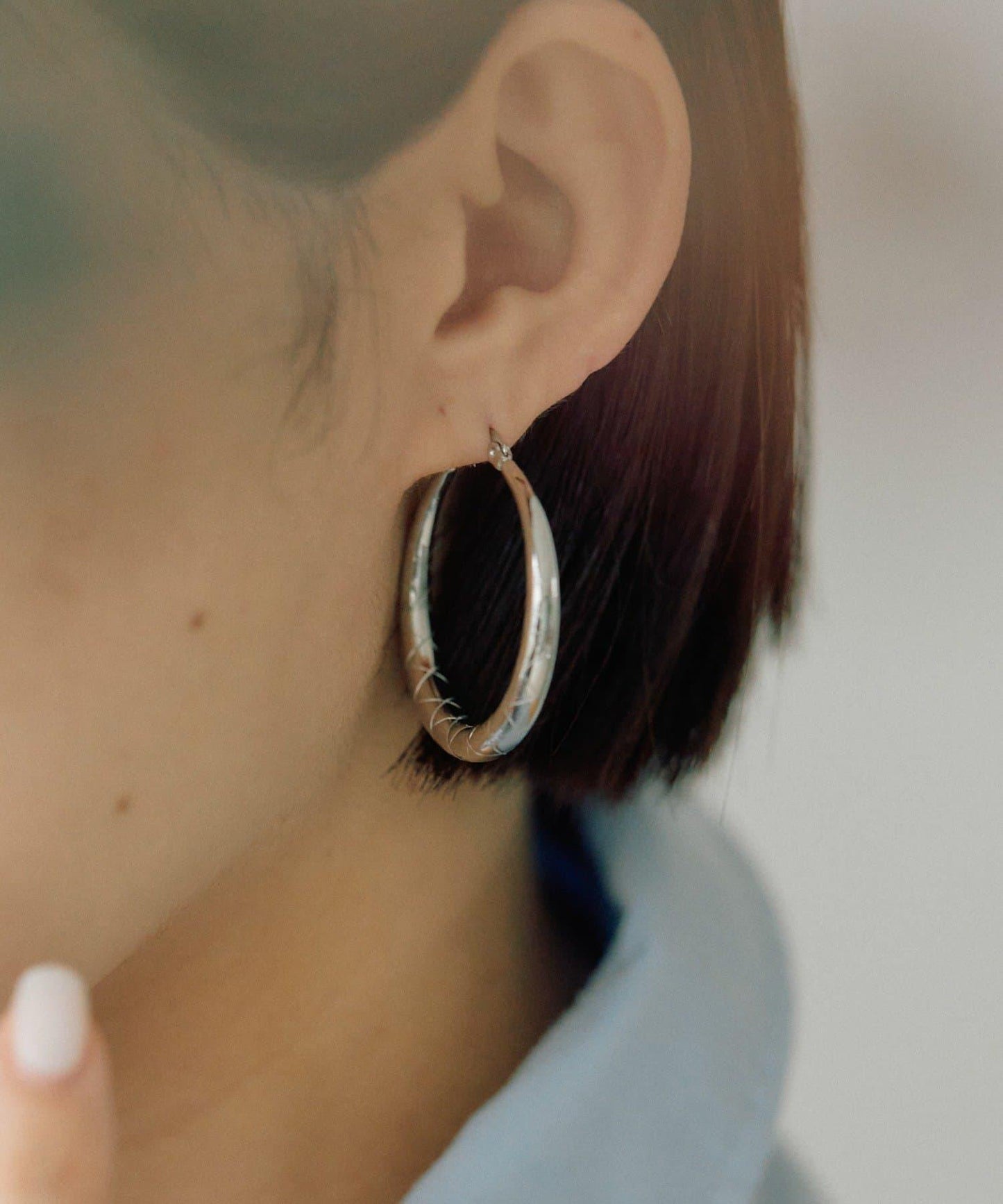 《金屬アレルギー対応/ステンレス》 圖案裝飾 圈式 耳環