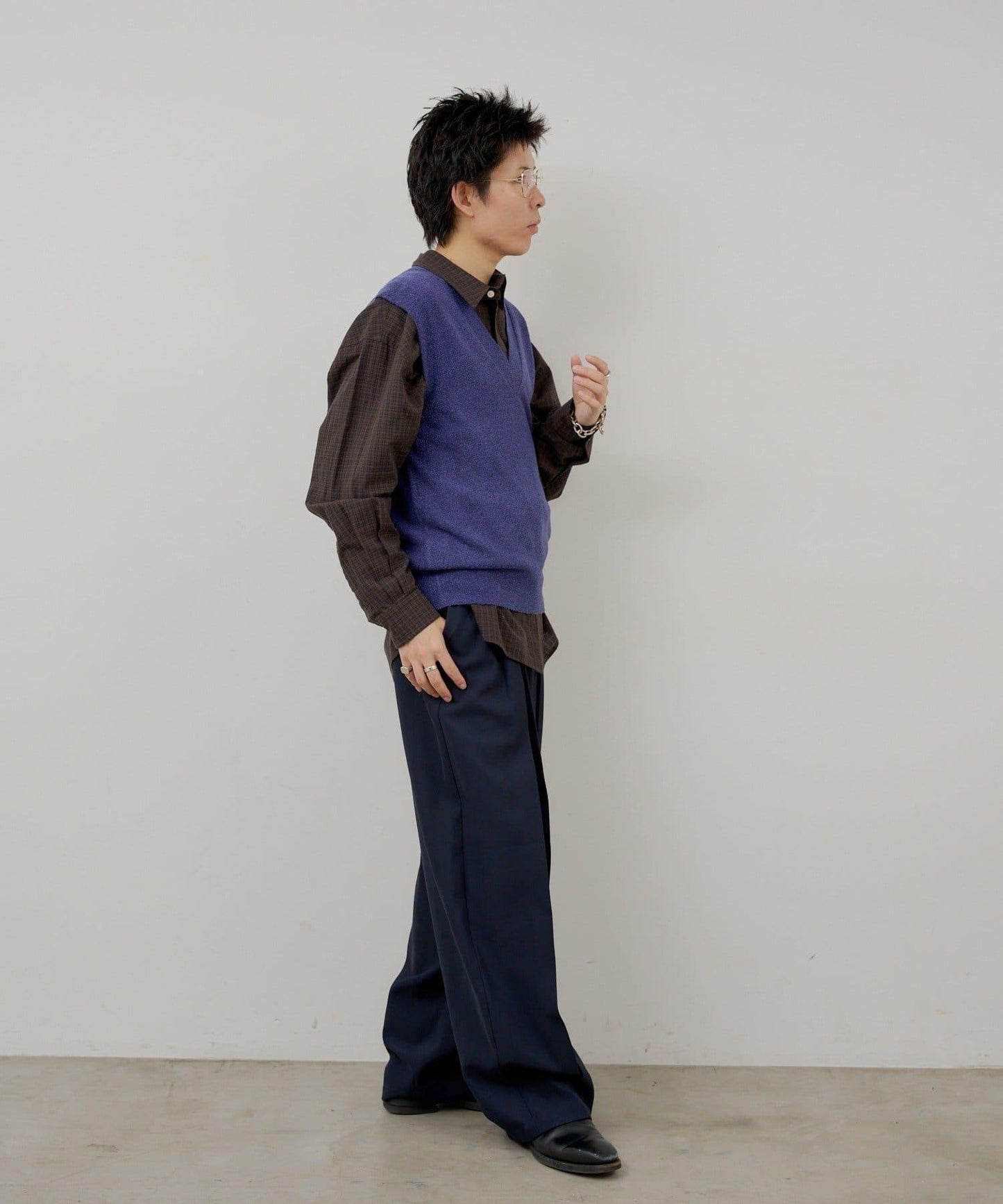 Kastane 粗花呢質感 V領 針織背心