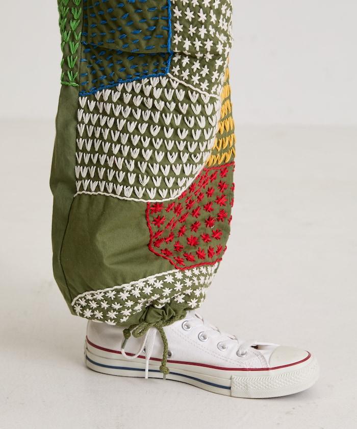 復古手工縫線再造軍裝褲