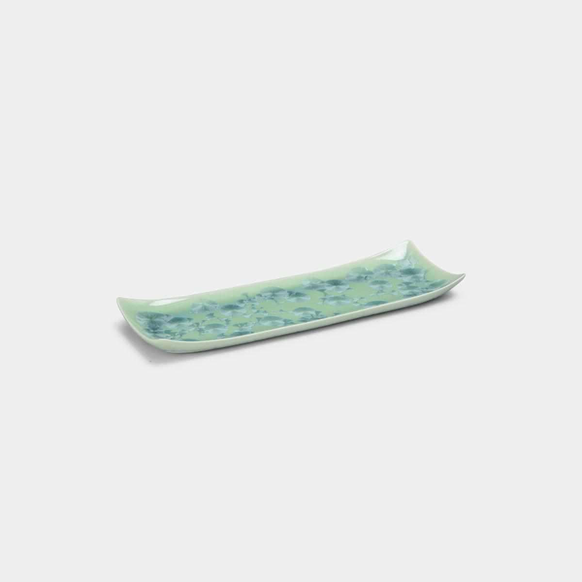 【長皿】花結晶 (緑) | 京焼-清水焼 | 陶葊