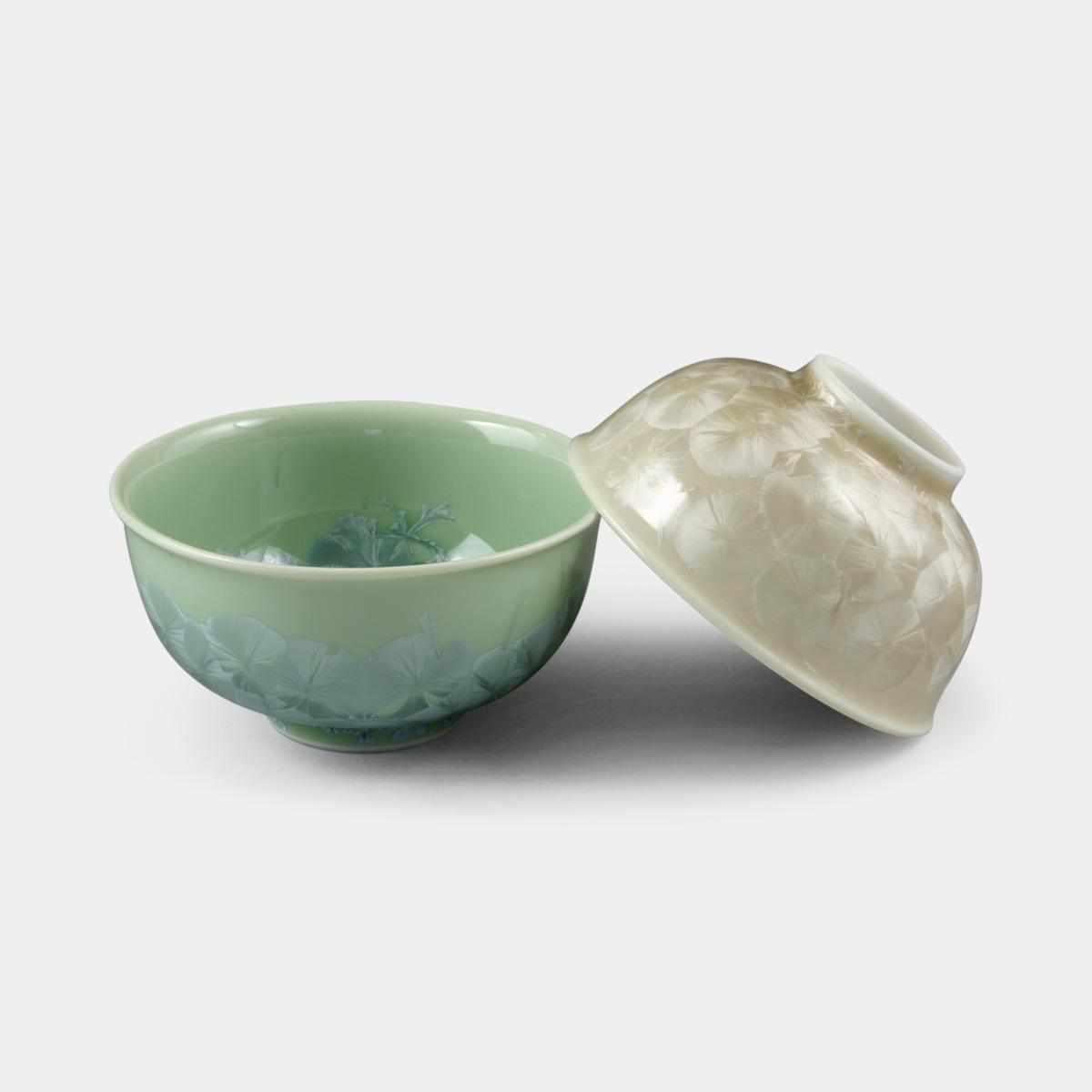 【茶碗2点セット】花結晶 (緑 茶) | 京焼-清水焼 | 陶葊