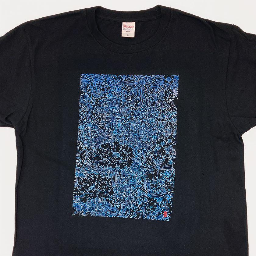 【Tシャツ】花 黒 フリーサイズ | 加賀友禅 | J.Flavor * 菊田宏幸