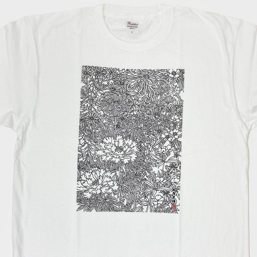 【Tシャツ】花 白 フリーサイズ | 加賀友禅 | J.Flavor * 菊田宏幸