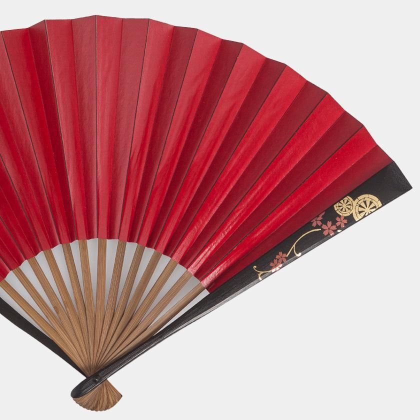 【扇子】柿渋脇漆扇子 御所車桜紋様 (7寸) | 金沢箔 | 箔一