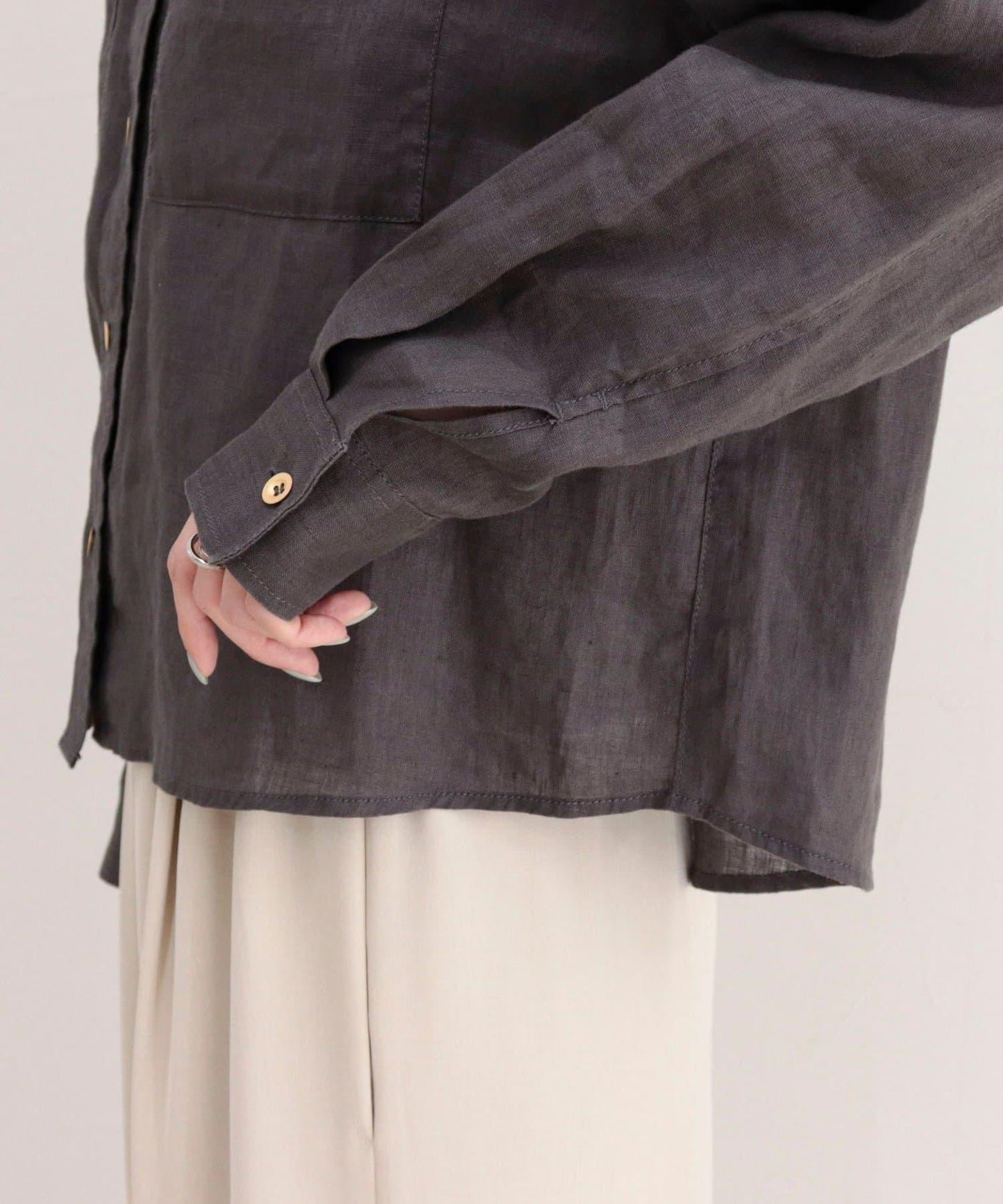 LINEN100 短款襯衫