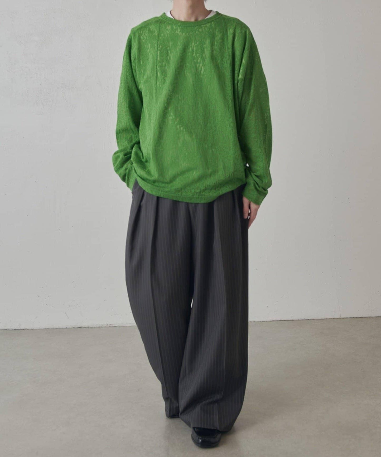 拼接透紗套頭上衣