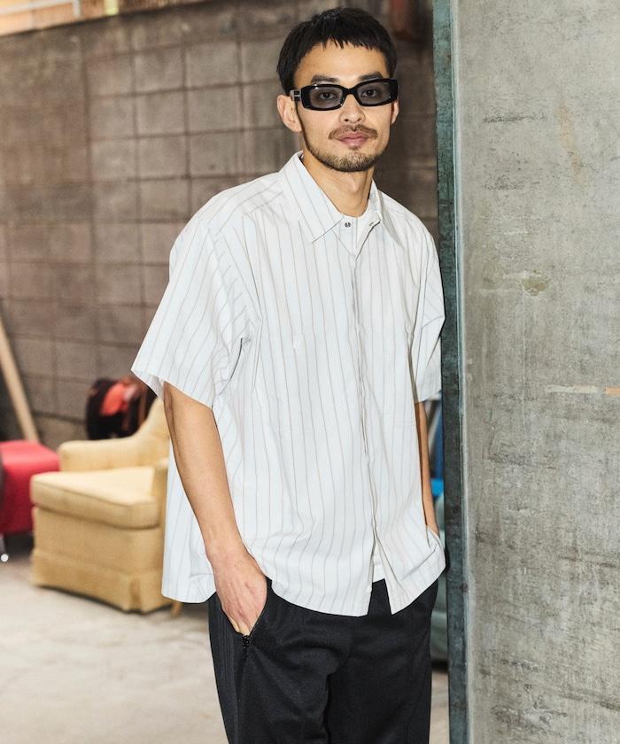 聯名 短款 兵紋條紋 府綢 工裝襯衫