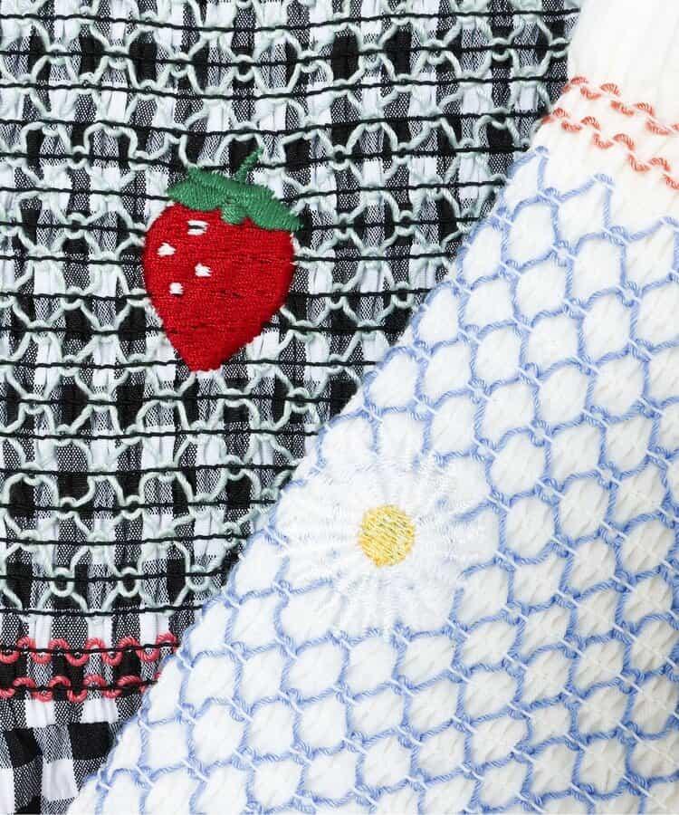 草莓雛菊刺繡抽褶上衣