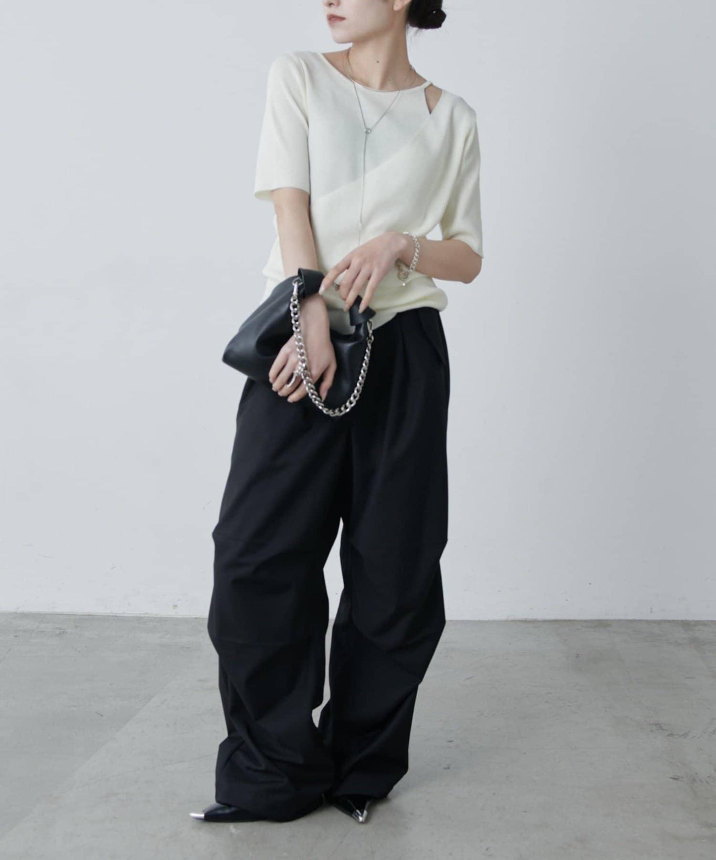 層次感短袖針織套頭衫