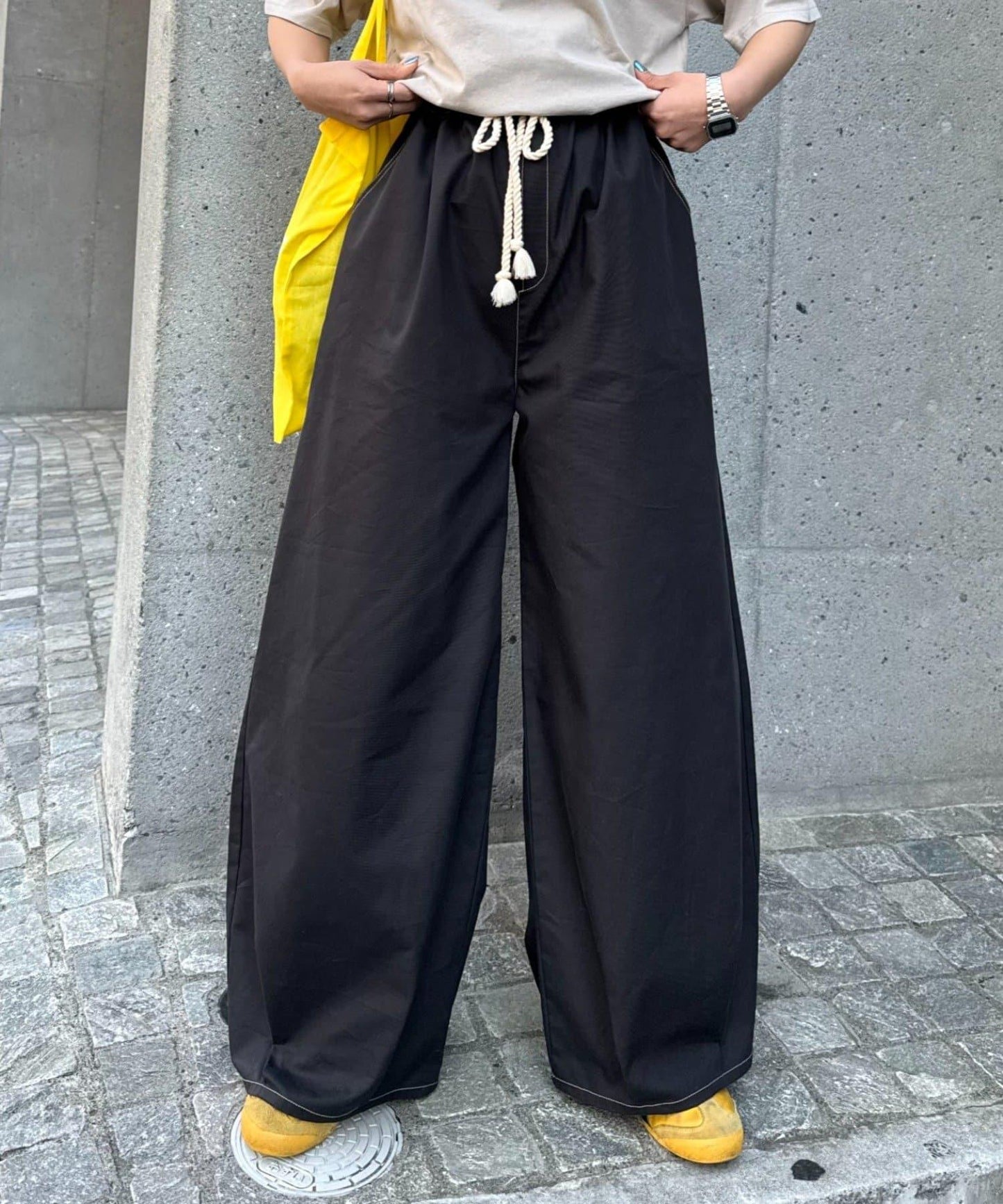 UNISEX 大碼可選 彎刀版型 撞色縫線 涼感 褲子