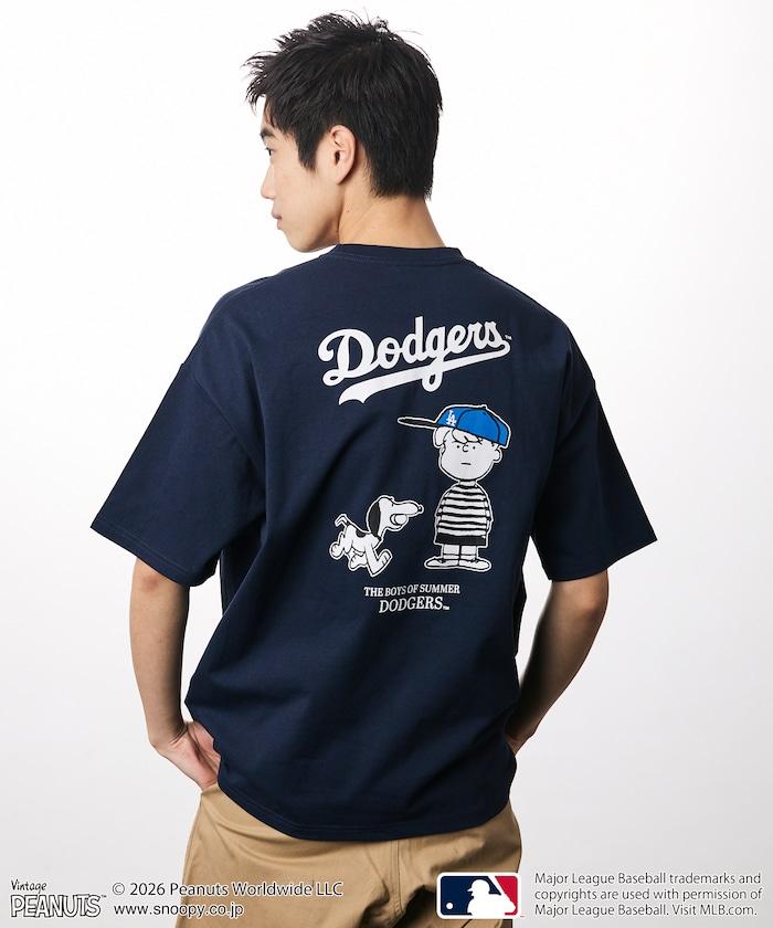 PEANUTS(花生漫畫) × MLB 大廓形 背部印花 短袖T恤 DODGERS