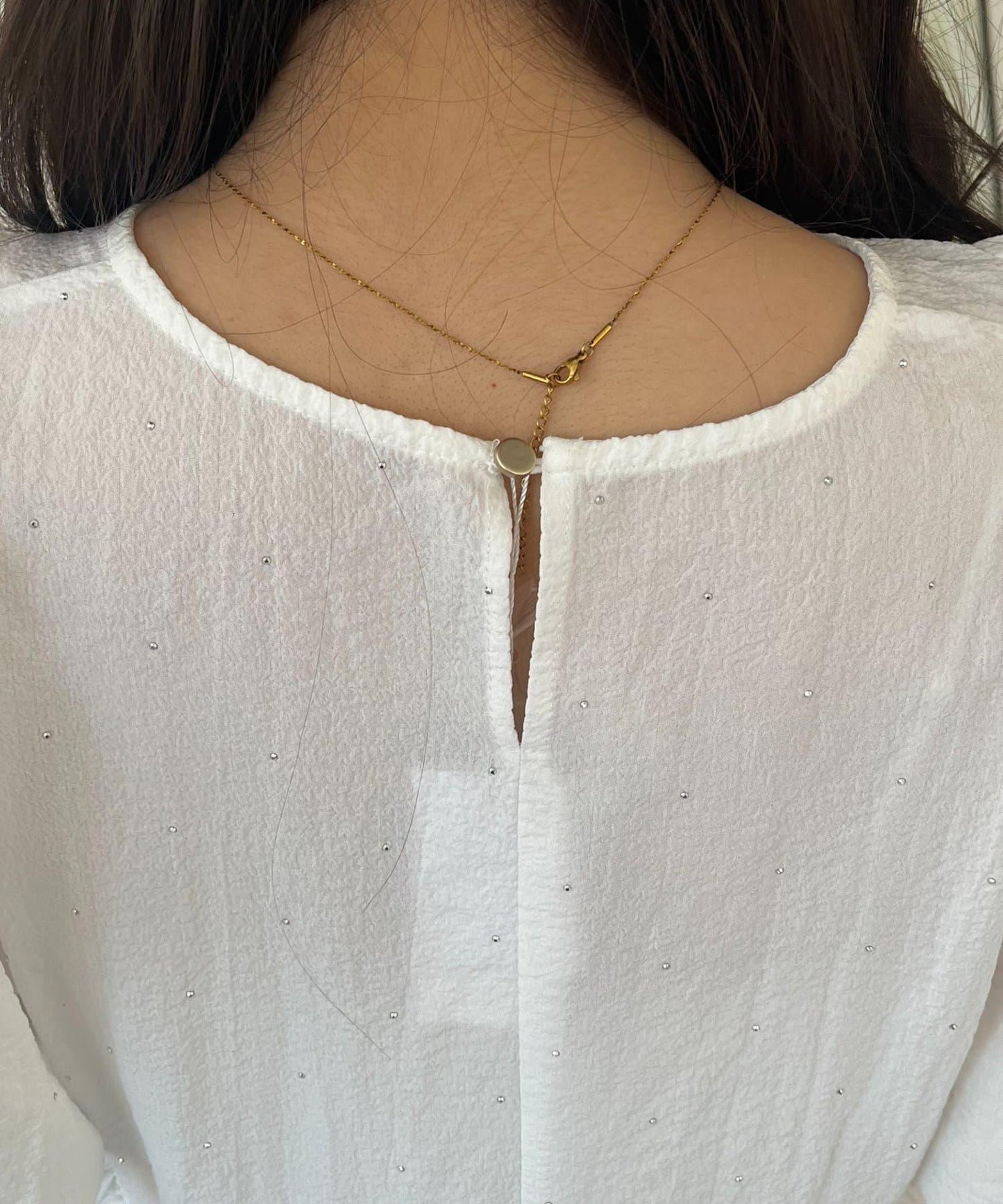閃亮雙層荷葉邊 荷葉擺 泡泡袖 女襯衫