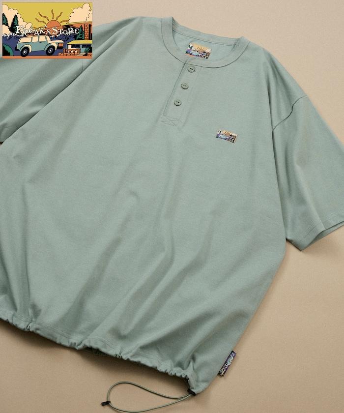 FREAK'S STORE for BEACH & FES リラックスフィット ワンポイントロゴ スピンドル ヘンリーネックTシャツ