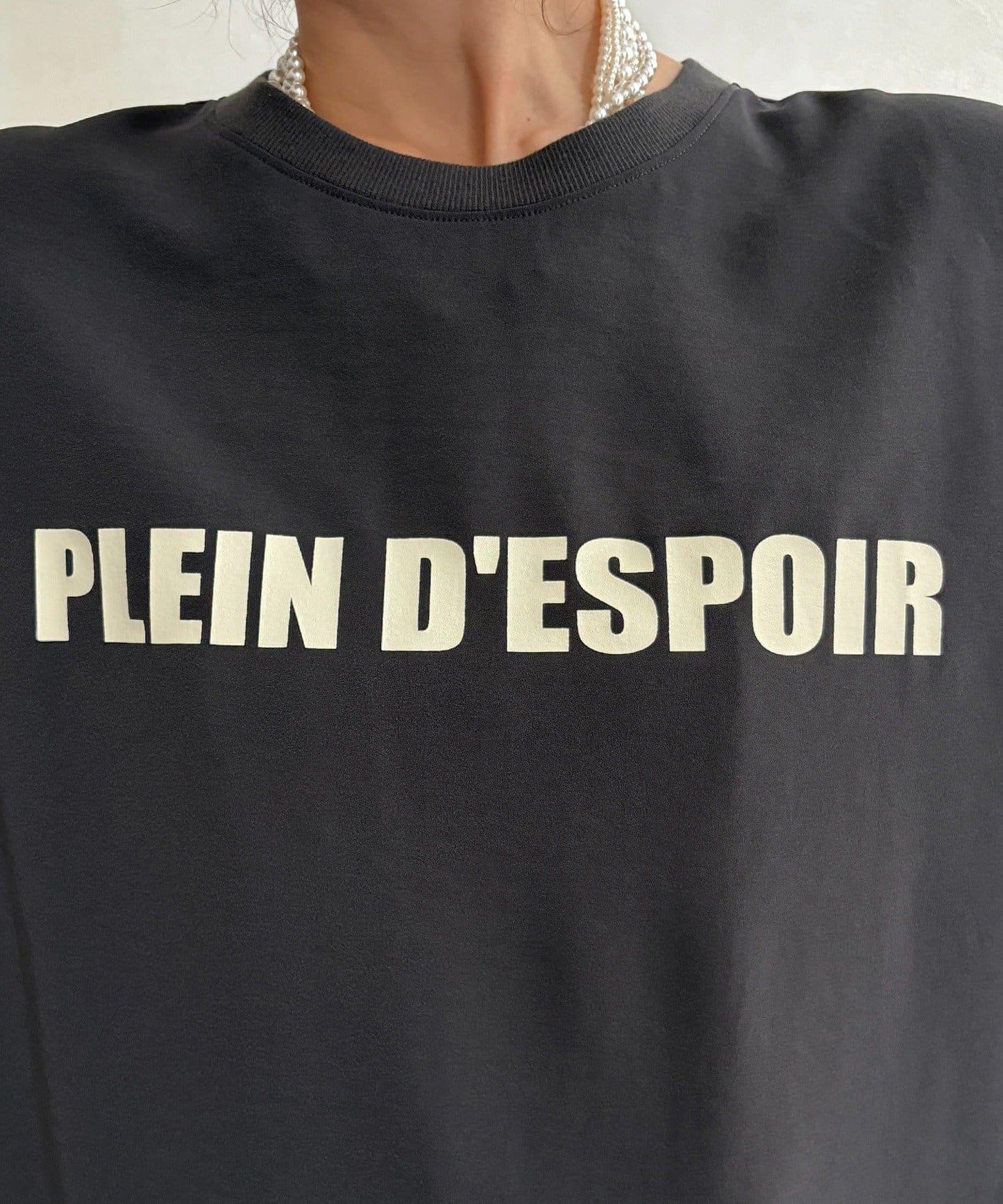 PLEIN D'ESPOIR 雪紡短袖LOGO T恤