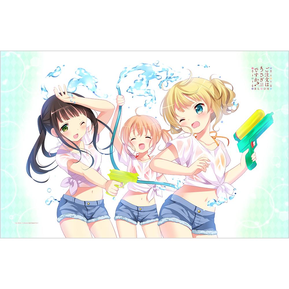 ご註文はうさぎですか? BLOOM(請問您今天要來點兔子嗎?BLOOM) ココア・千夜・シャロ 毛毯 水嬉戲款