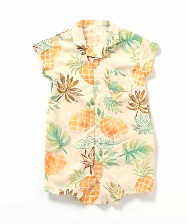 度假風夏威夷印花 襯衫式 連體衣
