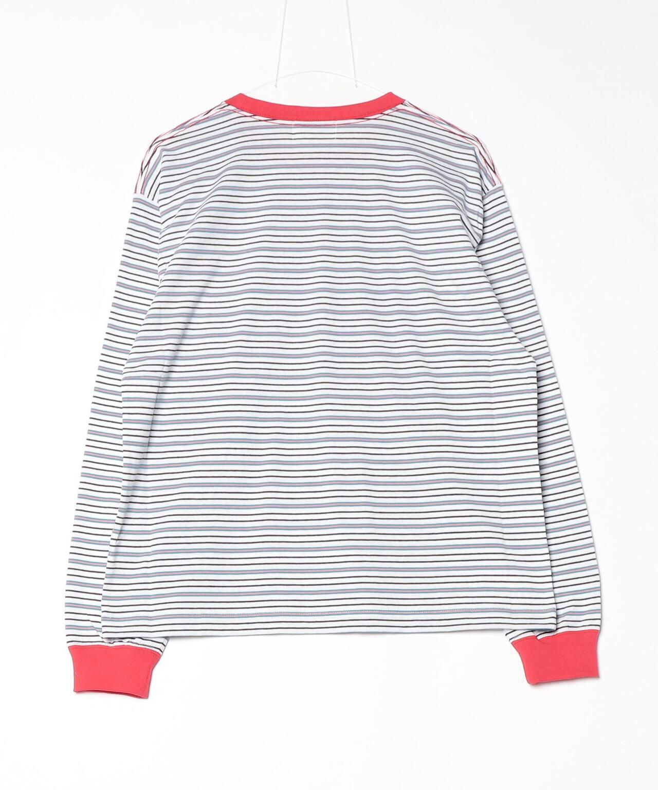 OPEN END MULTI BORDER L/S TEE 多色條紋長袖T恤