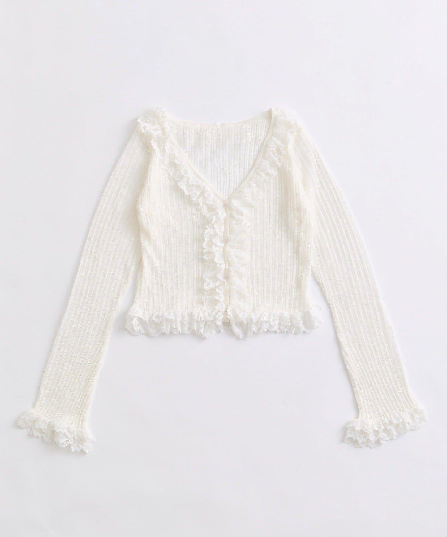 Milky Star 蕾絲荷葉邊針織開衫