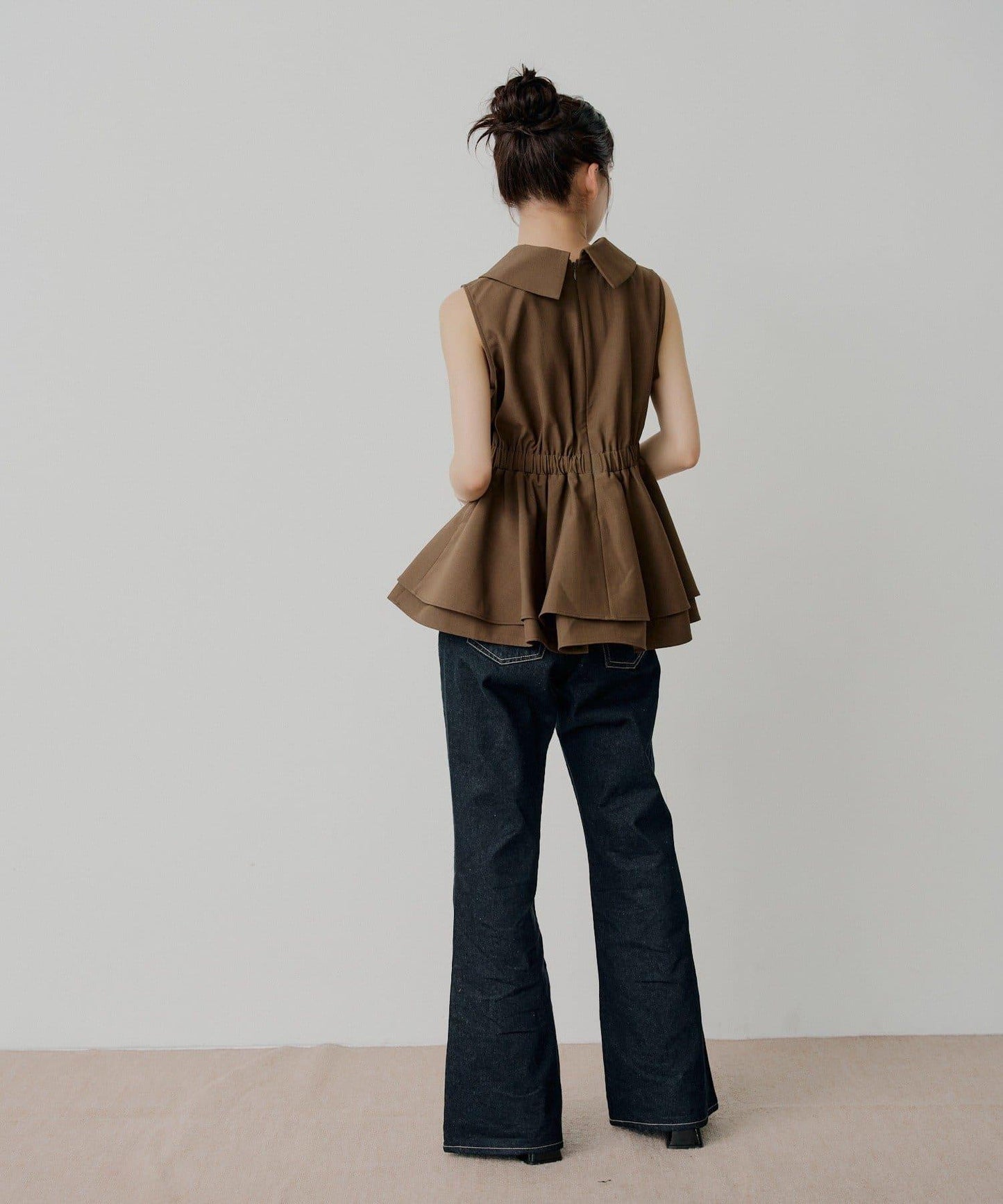 雙排扣收腰下襬襯衫