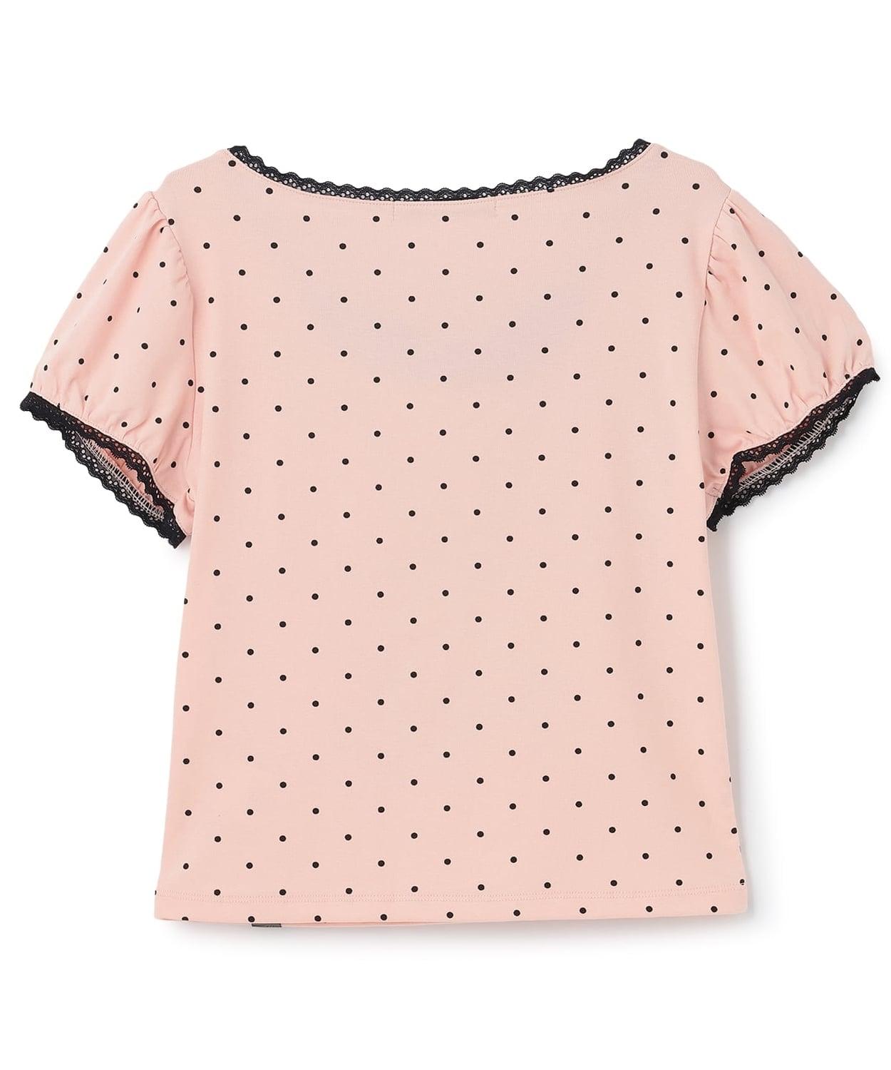 フロントリボンドット半袖Tシャツ