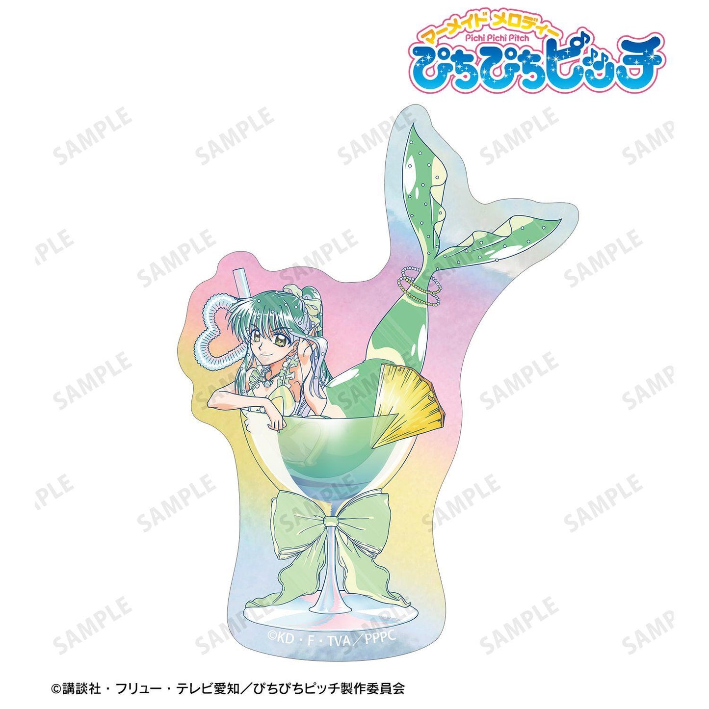 人魚的旋律 描き下ろし リナ カクテルグラスver. Ani-Art clear label 鐳射異形貼紙