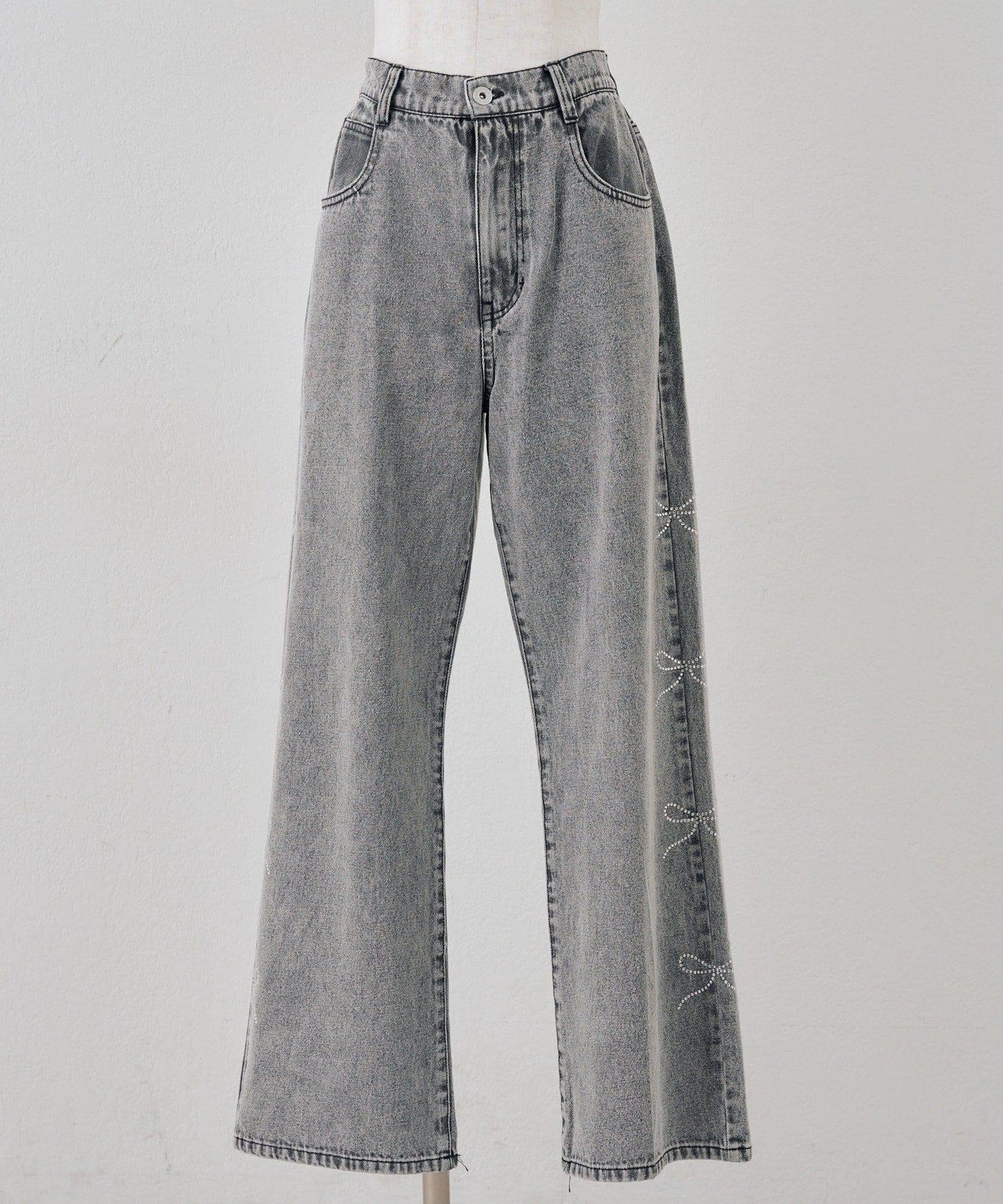 continuer 拼色直筒牛仔褲