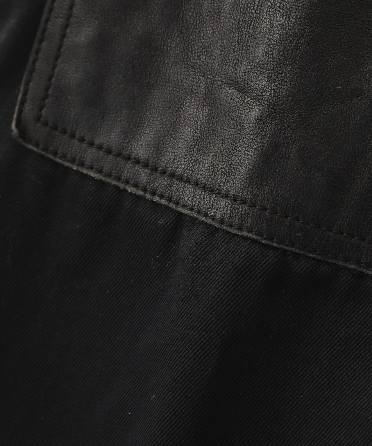 LEATHER COMB. DOUBLE KNEE PANTS 拼接雙膝長褲